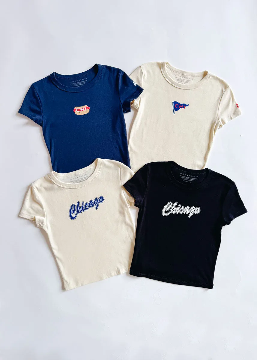 90's Chicago Baby Tee - Black