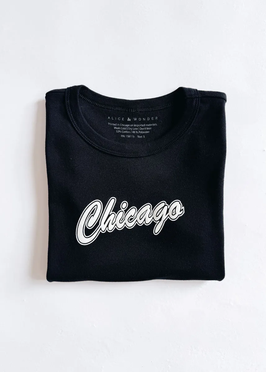 90's Chicago Baby Tee - Black