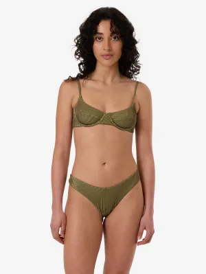 Alba Rib Classic Bikini Bottom - Pickle Green