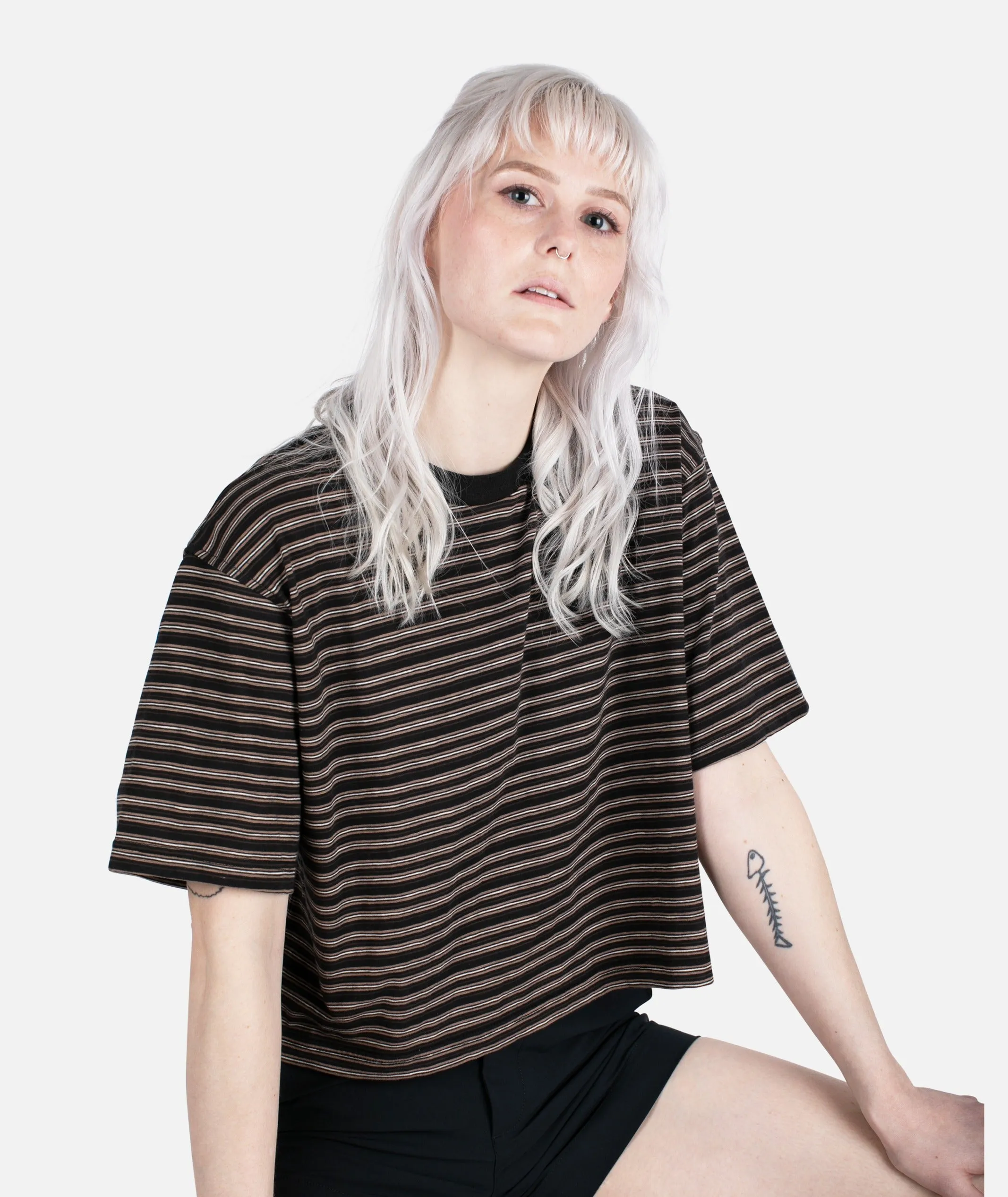 Avalon Striped Tee - Black
