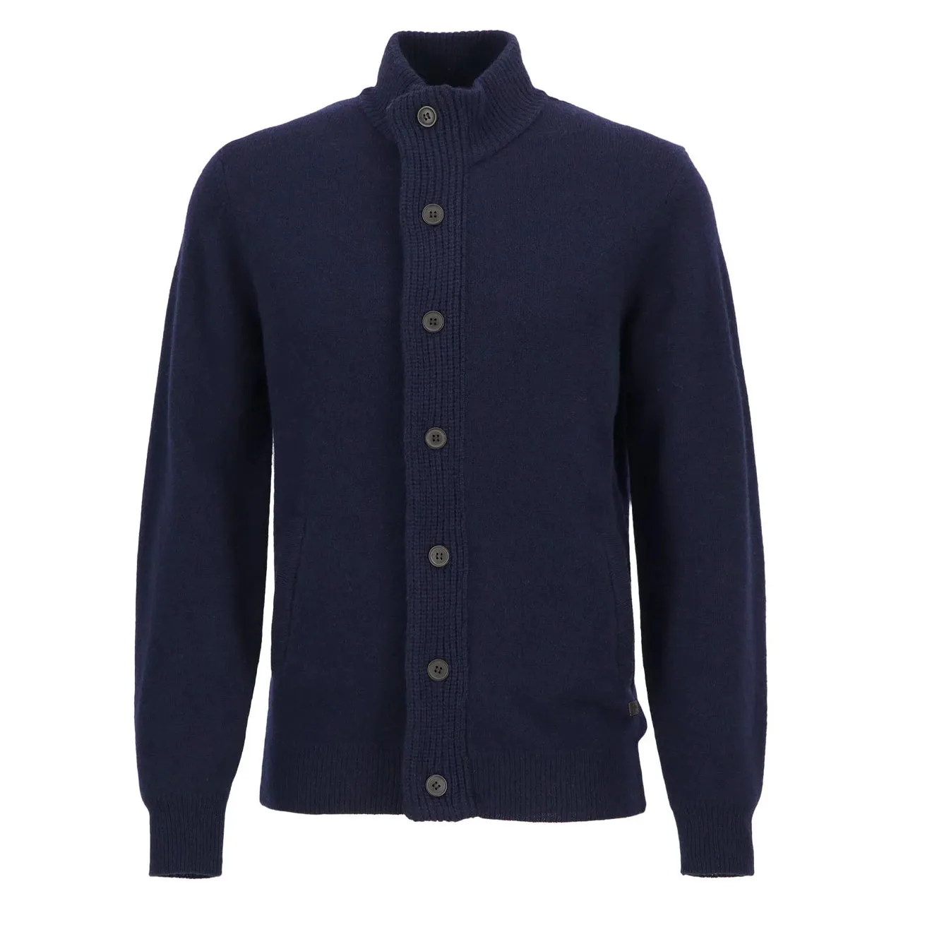 Barbour Essential Patch Zip Through Knitted Jumper Navy