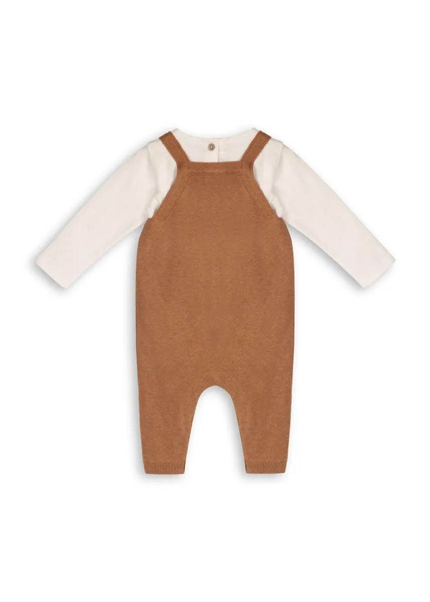 Bear Sweater Knit Overall Bodysuit Set - Chai Spice