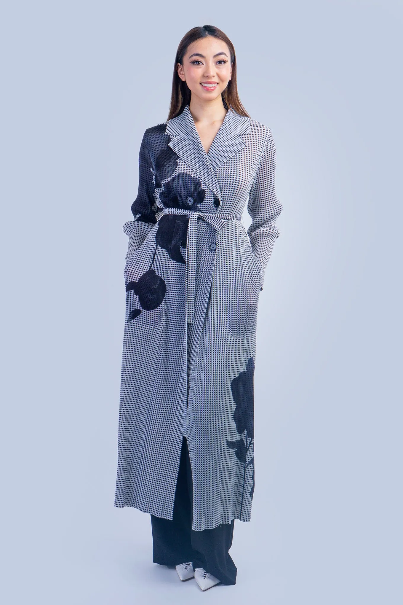 Black & White Floral Pleated Jacket