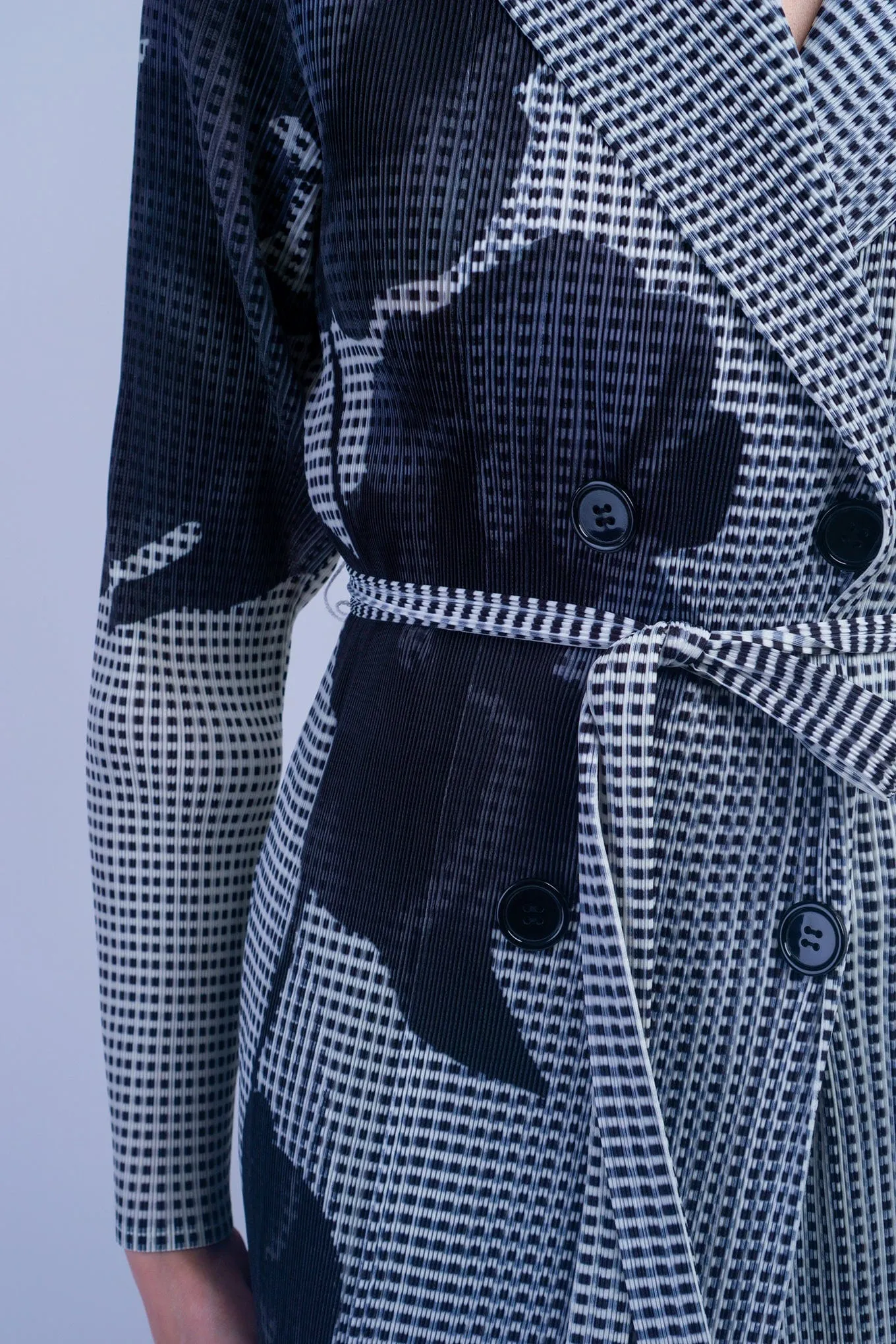Black & White Floral Pleated Jacket
