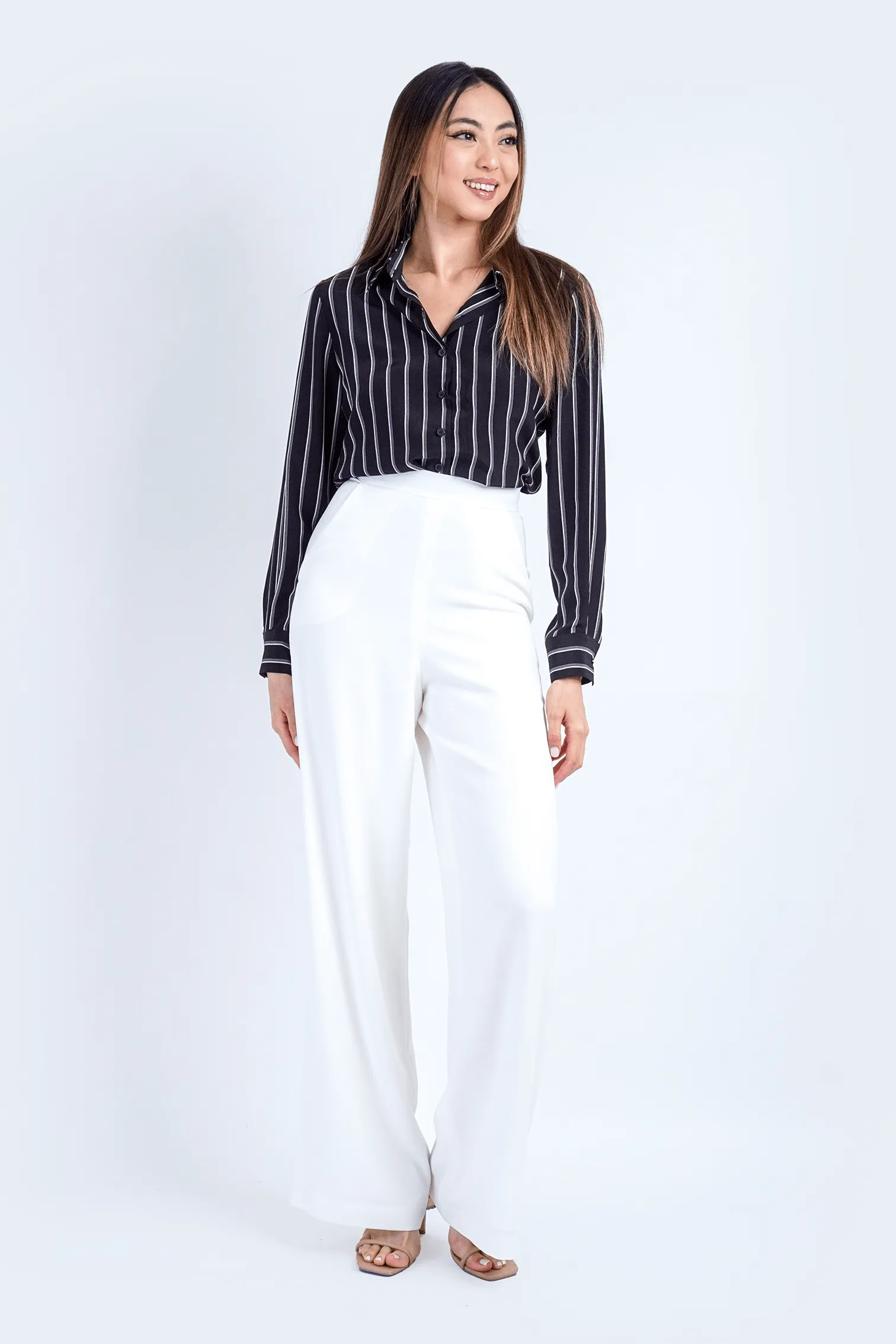 Black Stripe Button Up Jennifer Dress Shirt