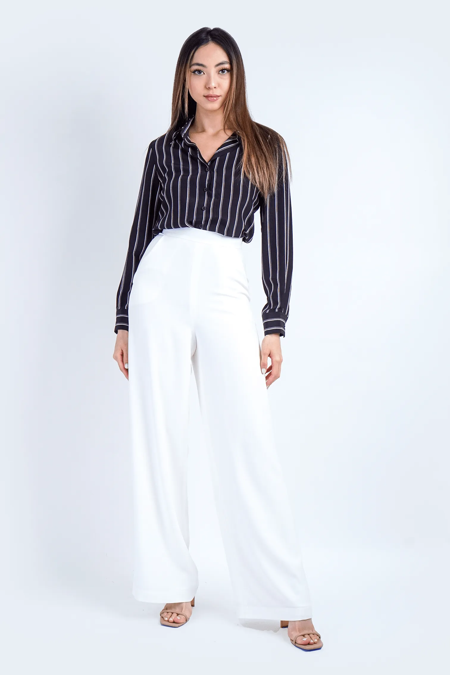 Black Stripe Button Up Jennifer Dress Shirt