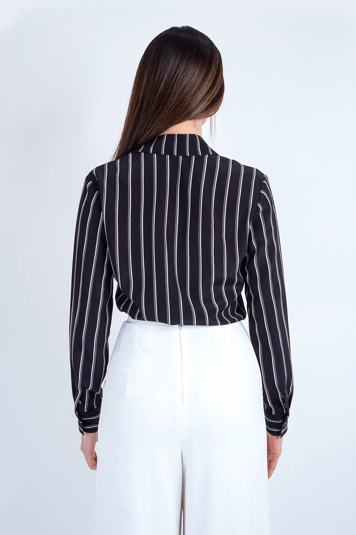 Black Stripe Button Up Jennifer Dress Shirt