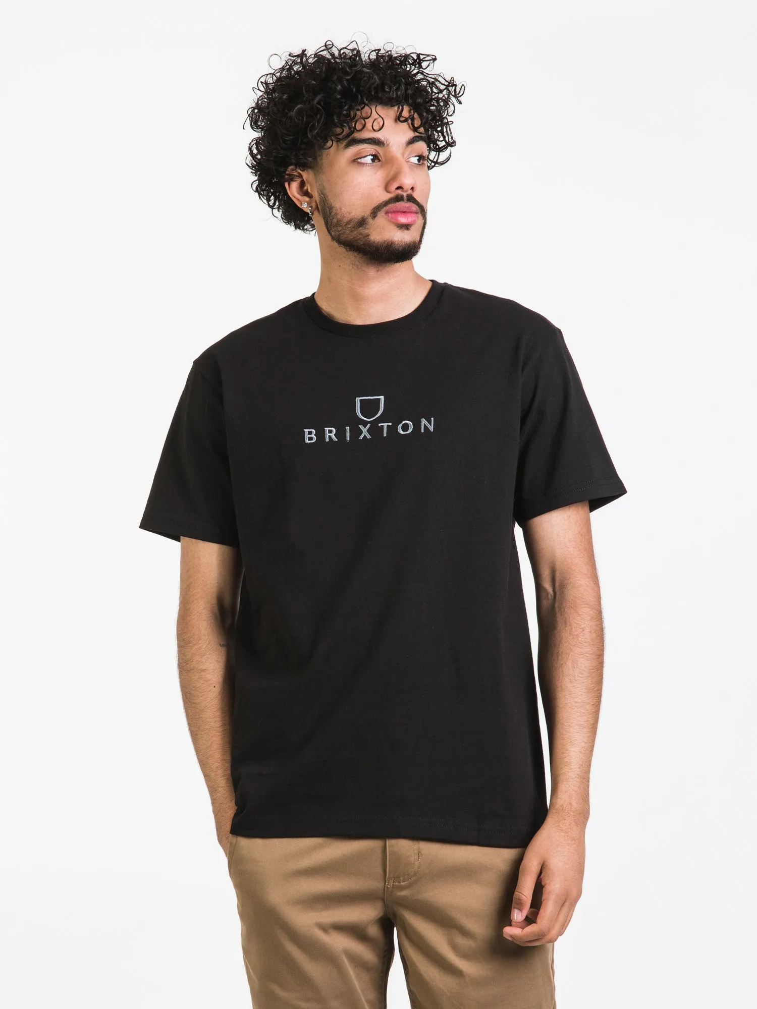 BRIXTON ALPHA THREAD SHORT SLEEVE EMBROIDERED TEE - CLEARANCE