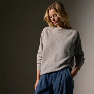 Brushed Thermal Knit Mock Neck - Heather Grey