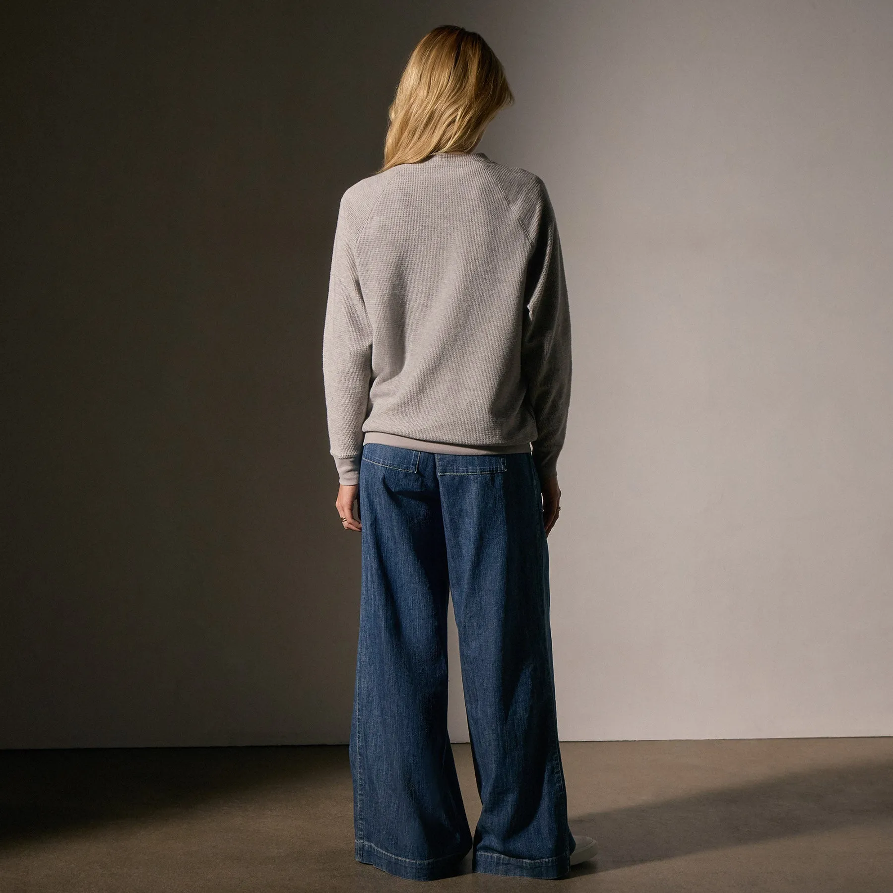 Brushed Thermal Knit Mock Neck - Heather Grey