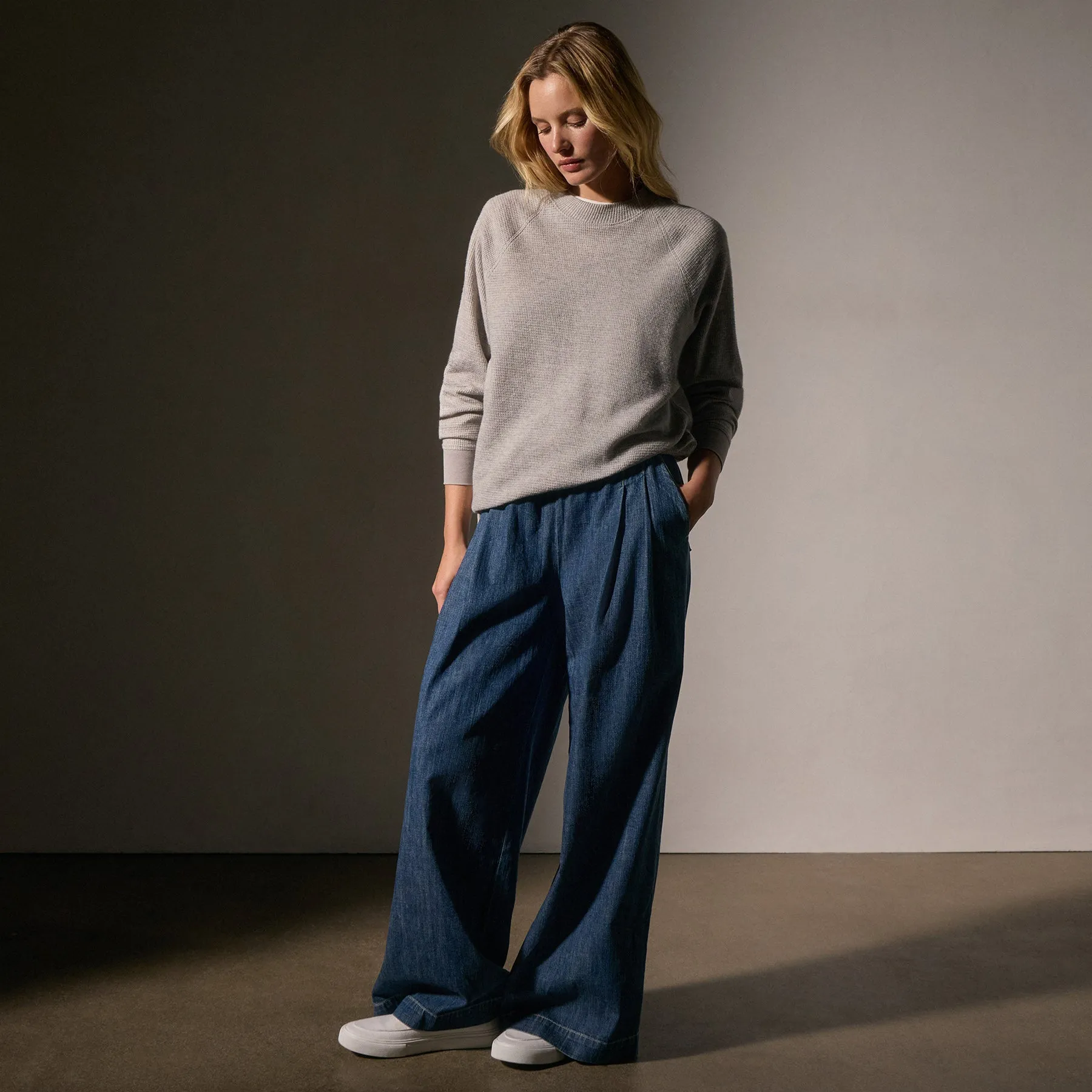 Brushed Thermal Knit Mock Neck - Heather Grey