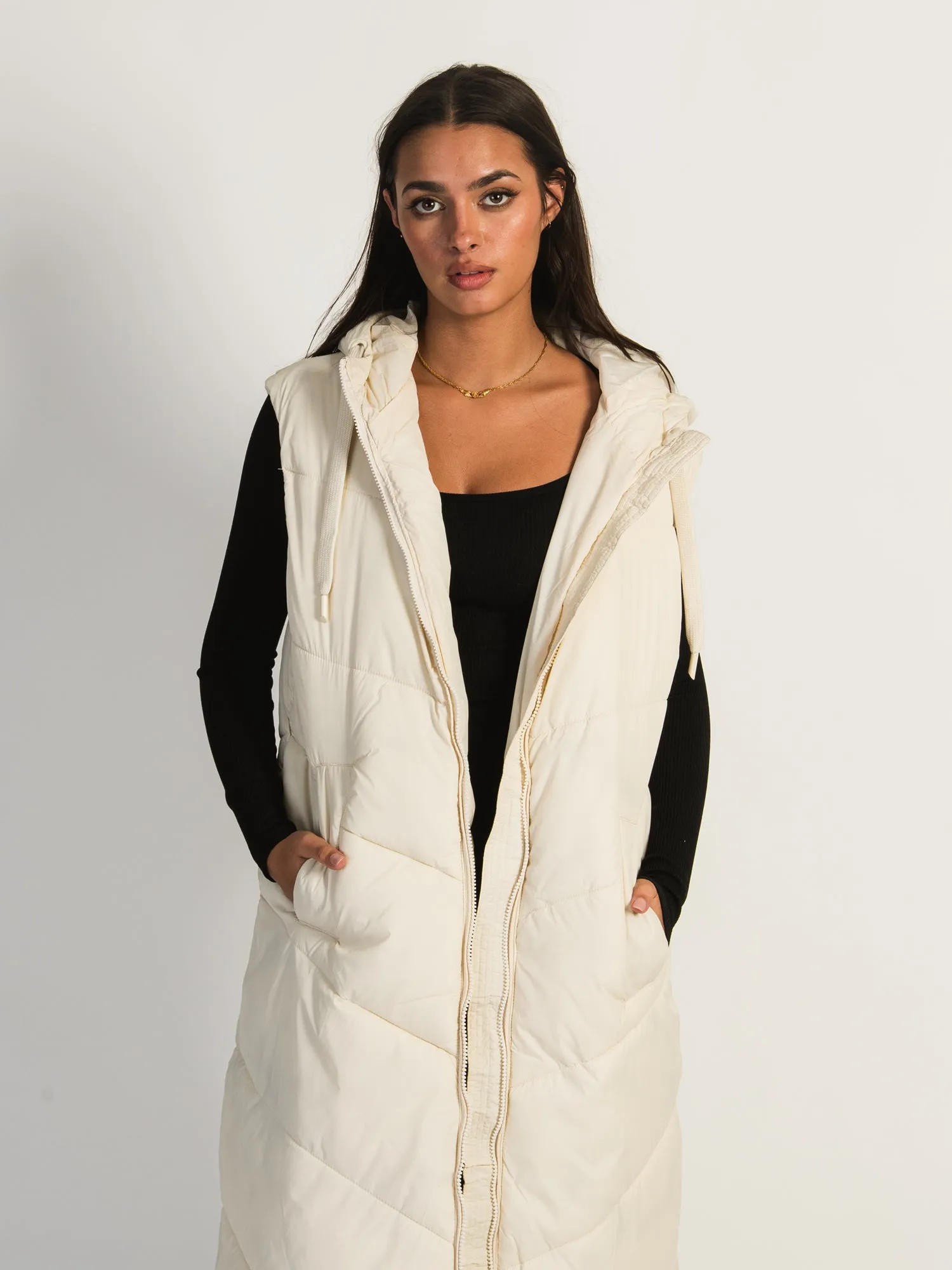 B.YOUNG BOMINA LONG HOODED PUFF VEST