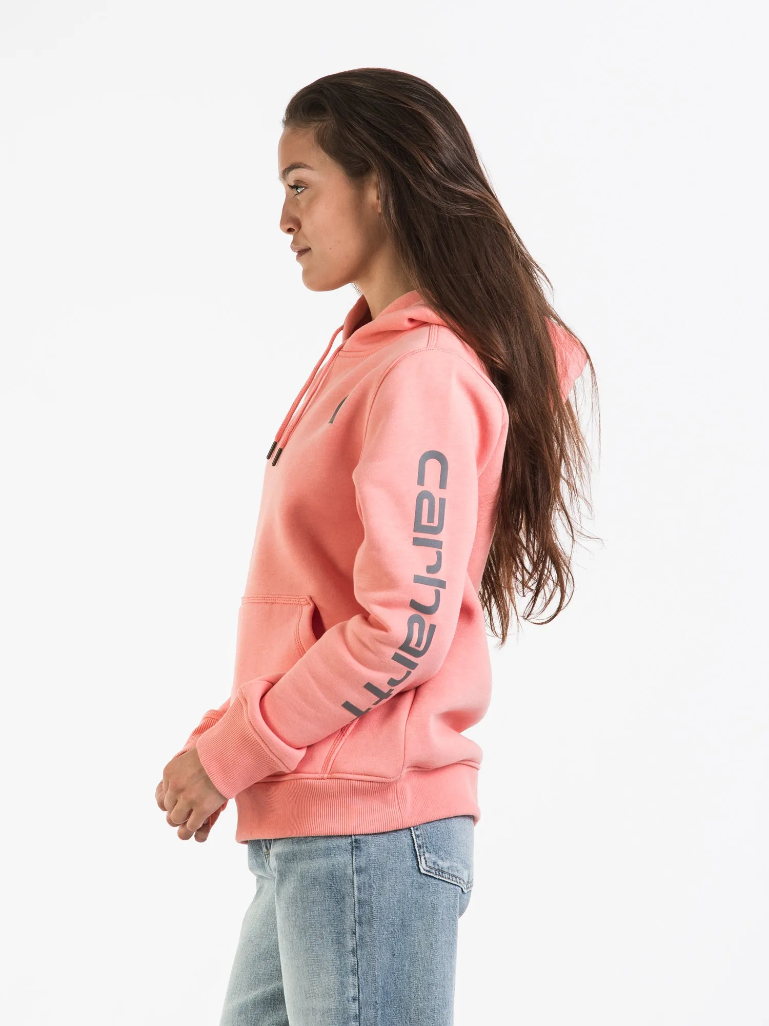 CARHARTT LOGO SLEEVE PULLOVER HOODIE - CLEARANCE