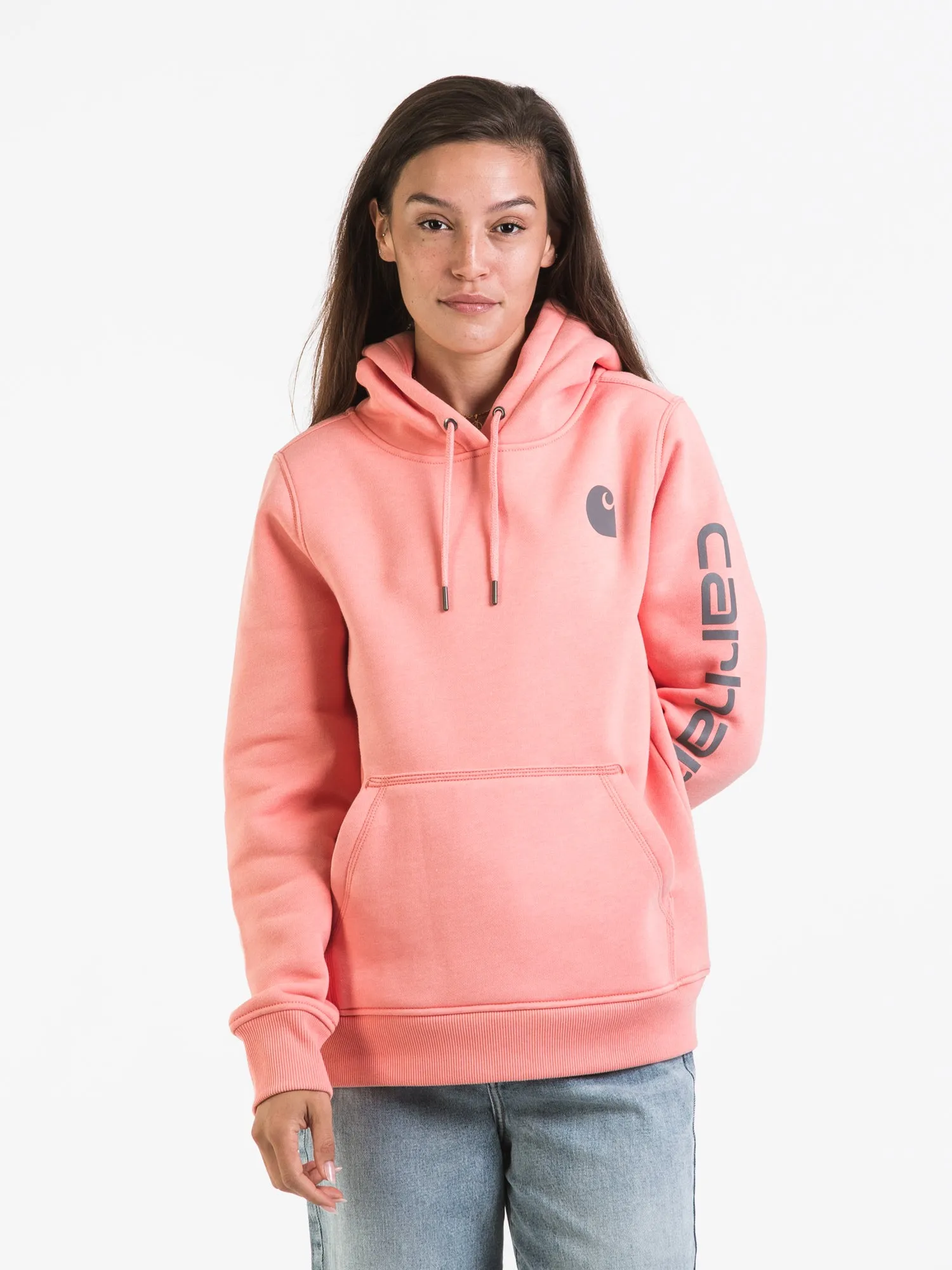 CARHARTT LOGO SLEEVE PULLOVER HOODIE - CLEARANCE