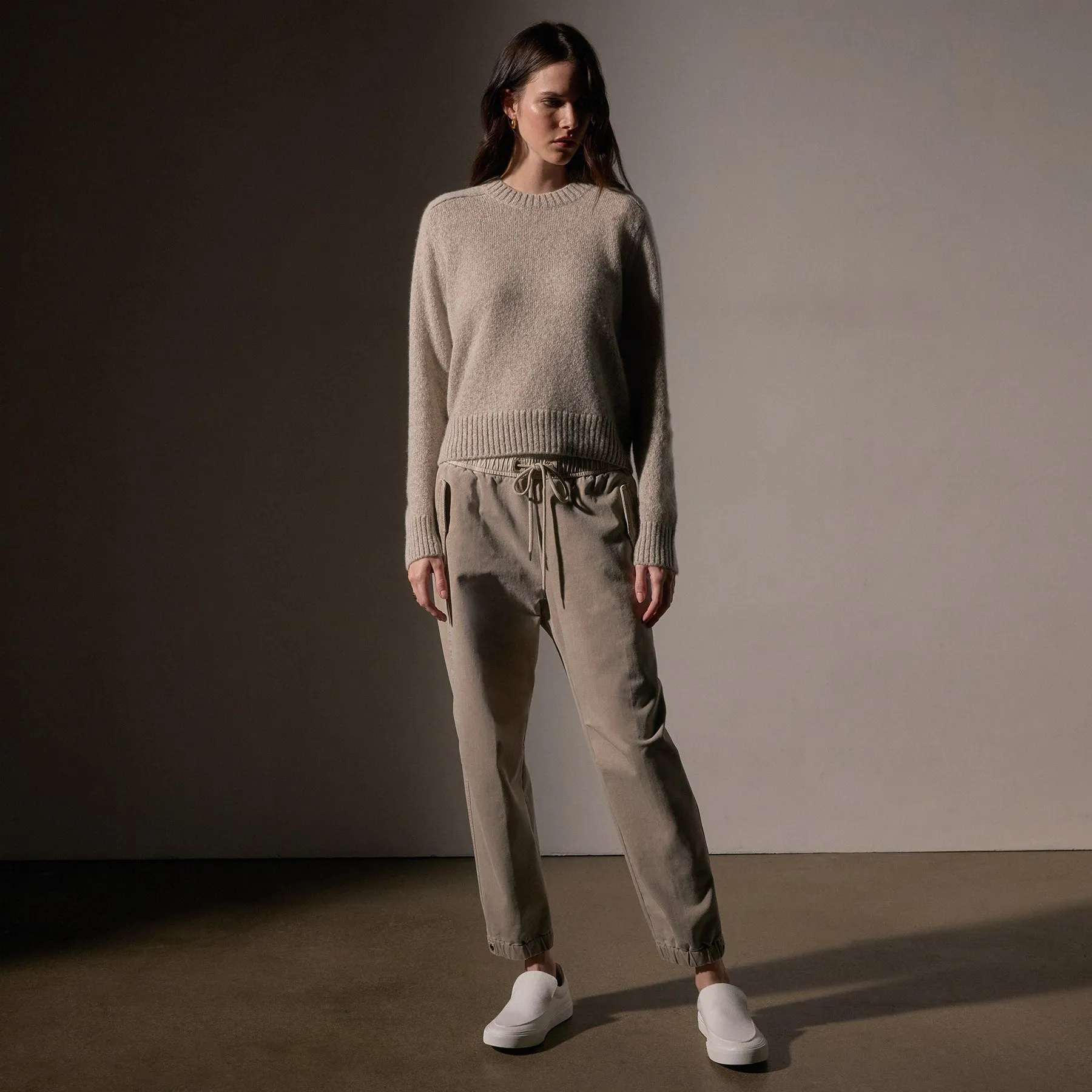 Cashmere Saddle Shoulder Crew Neck - Hazel
