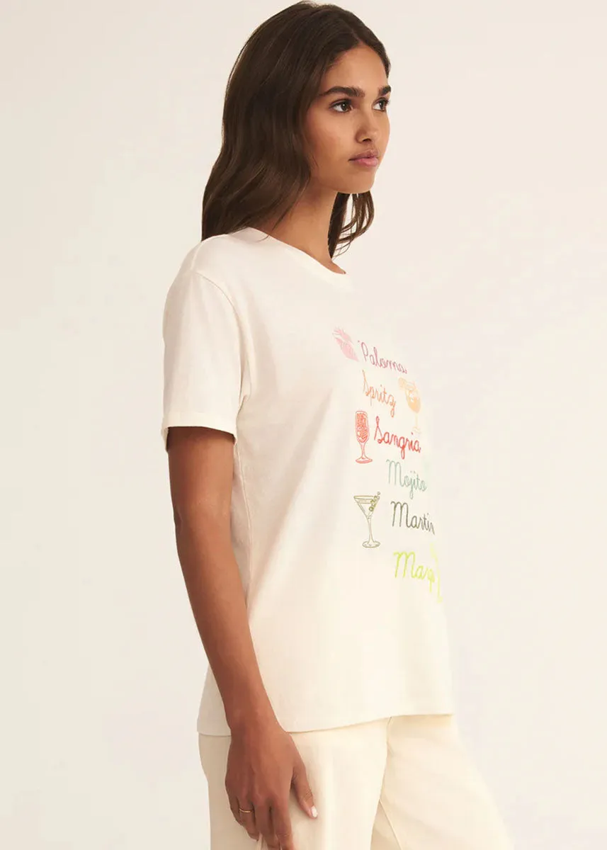 Cocktails Boyfriend Tee - Sea Salt