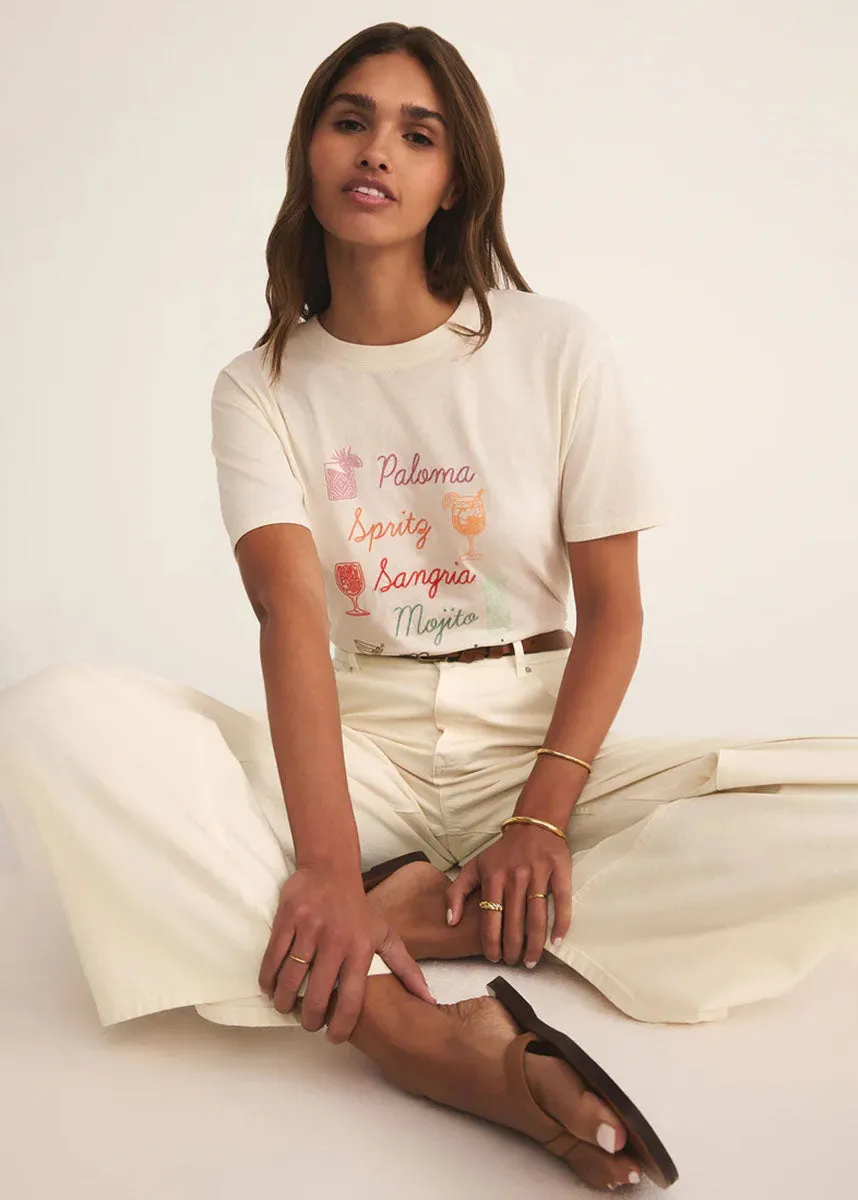 Cocktails Boyfriend Tee - Sea Salt