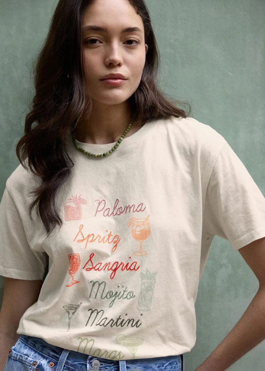 Cocktails Boyfriend Tee - Sea Salt