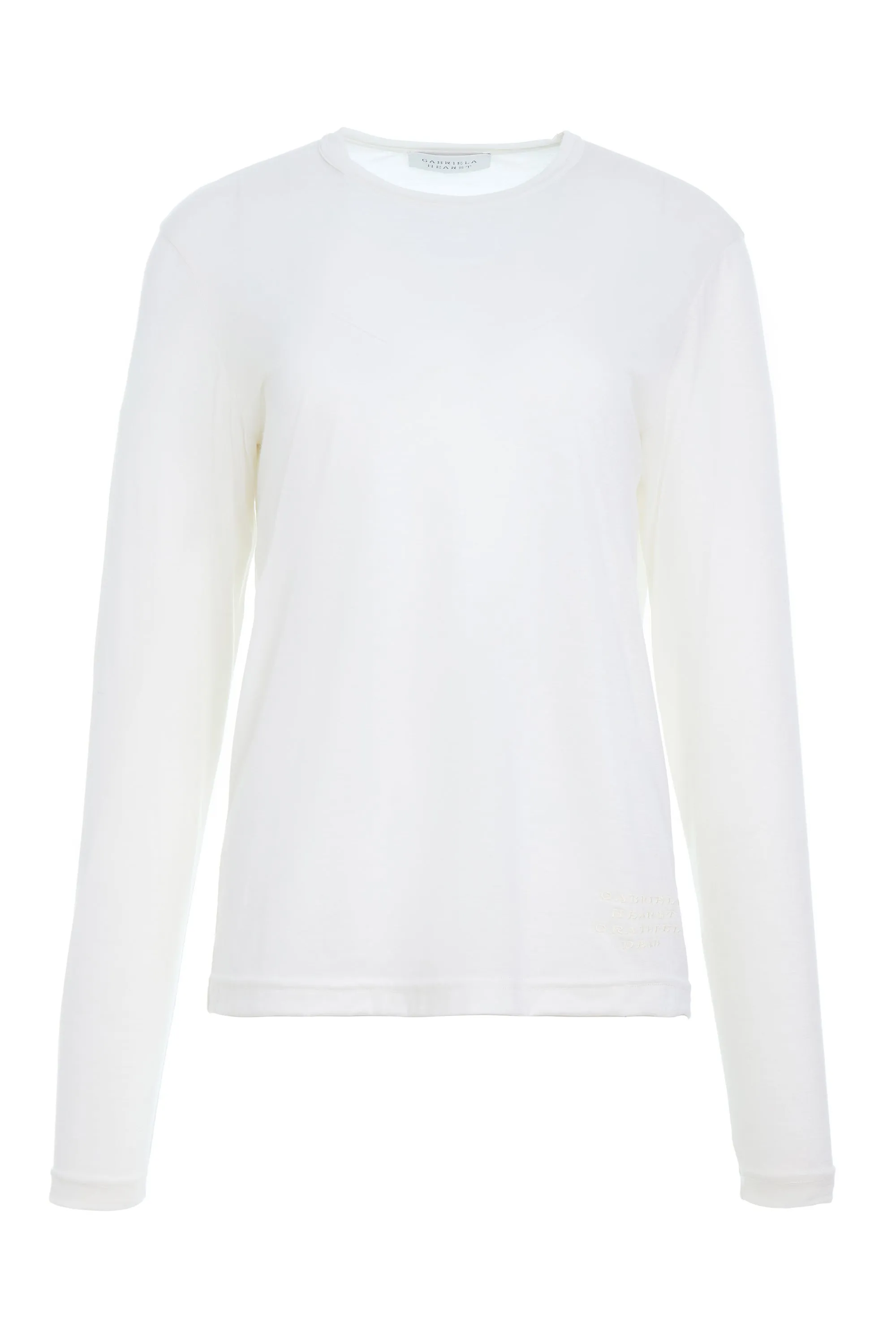 Combe Long Sleeve T-Shirt in Ivory Cashmere Jersey