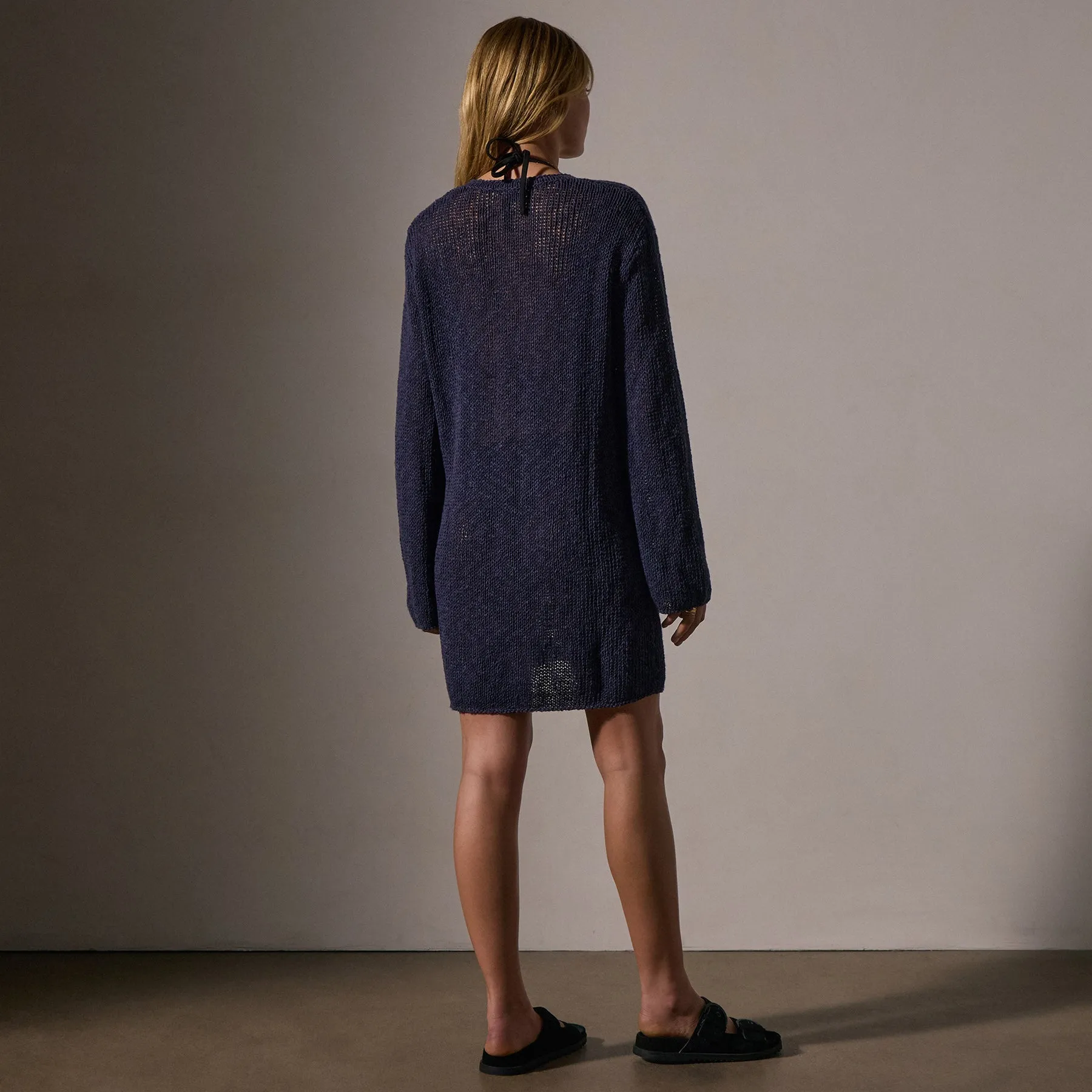 Cotton Linen Knit Tunic - Faded Navy