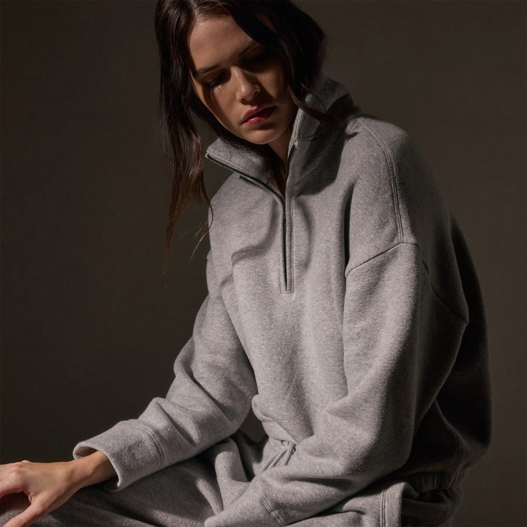 Cozy Half Zip - Heather Grey