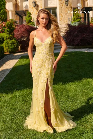 Faviana 11251 Formal Long Beaded Floral Evening Prom Dress