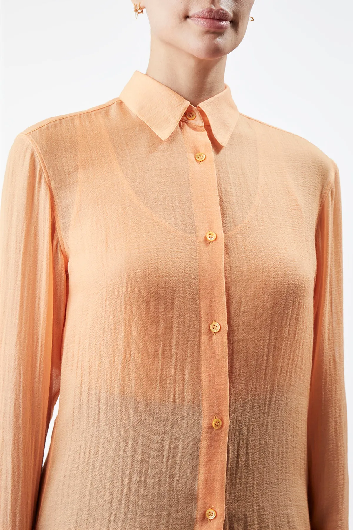 Ferrara Shirt in Fluorescent Orange Cashmere Silk Gauze
