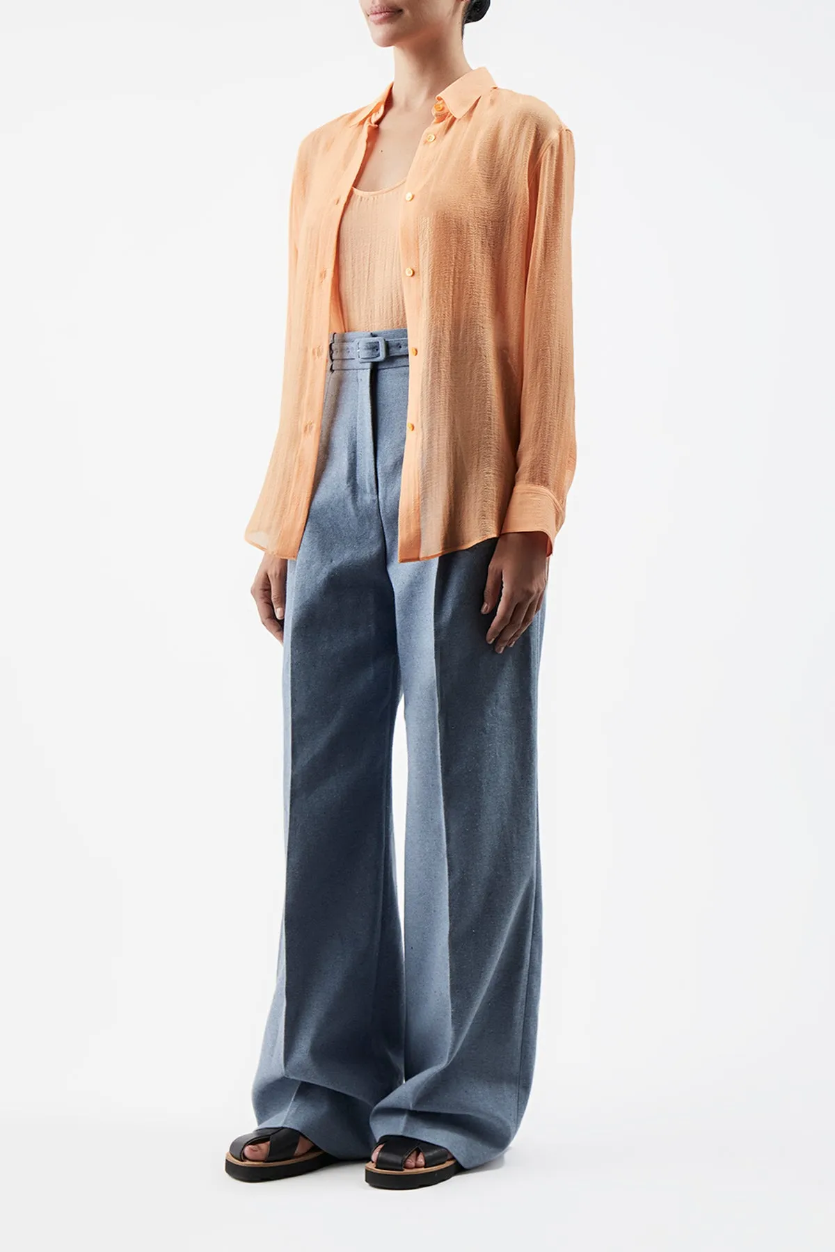 Ferrara Shirt in Fluorescent Orange Cashmere Silk Gauze