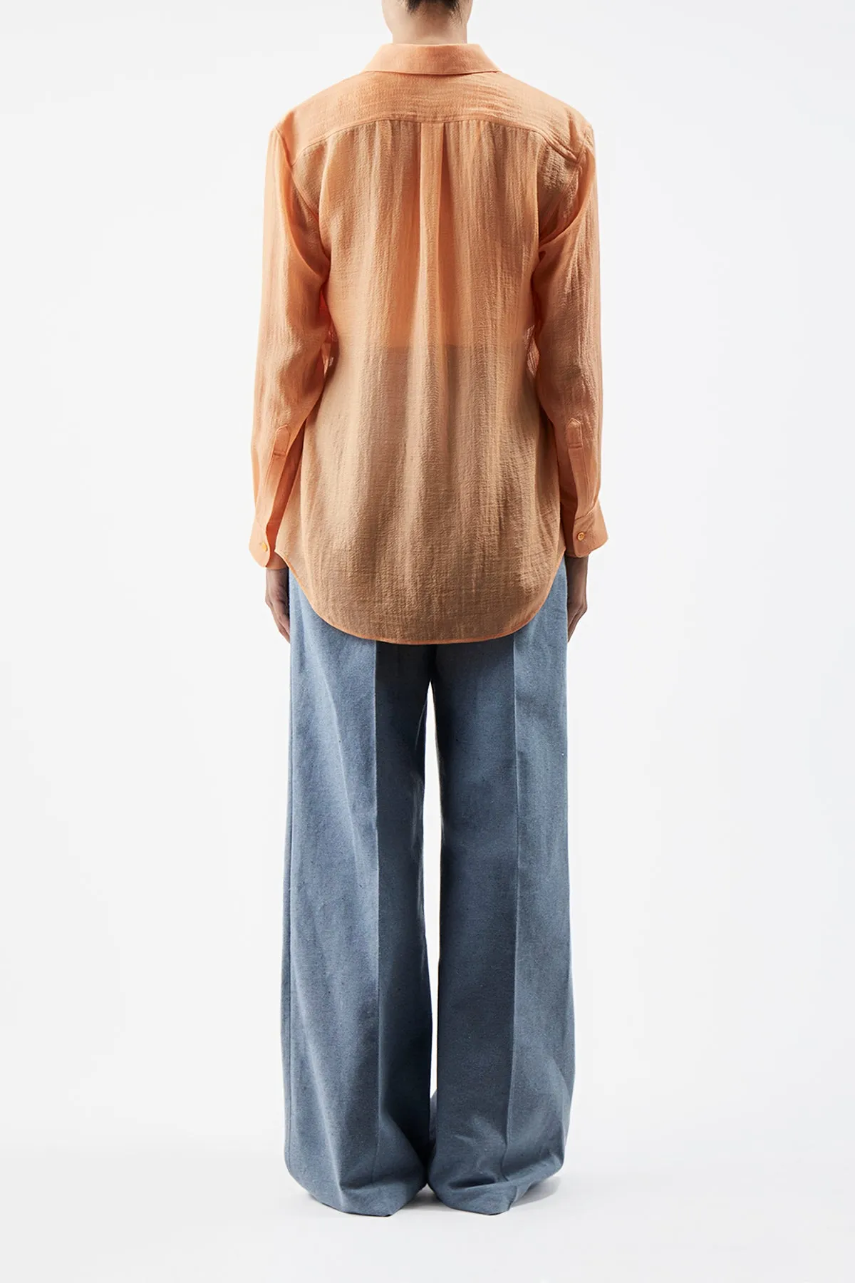 Ferrara Shirt in Fluorescent Orange Cashmere Silk Gauze
