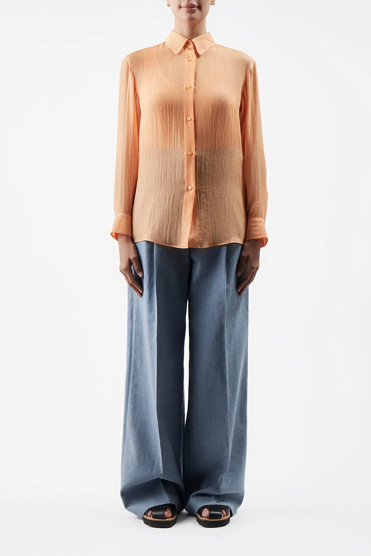 Ferrara Shirt in Fluorescent Orange Cashmere Silk Gauze