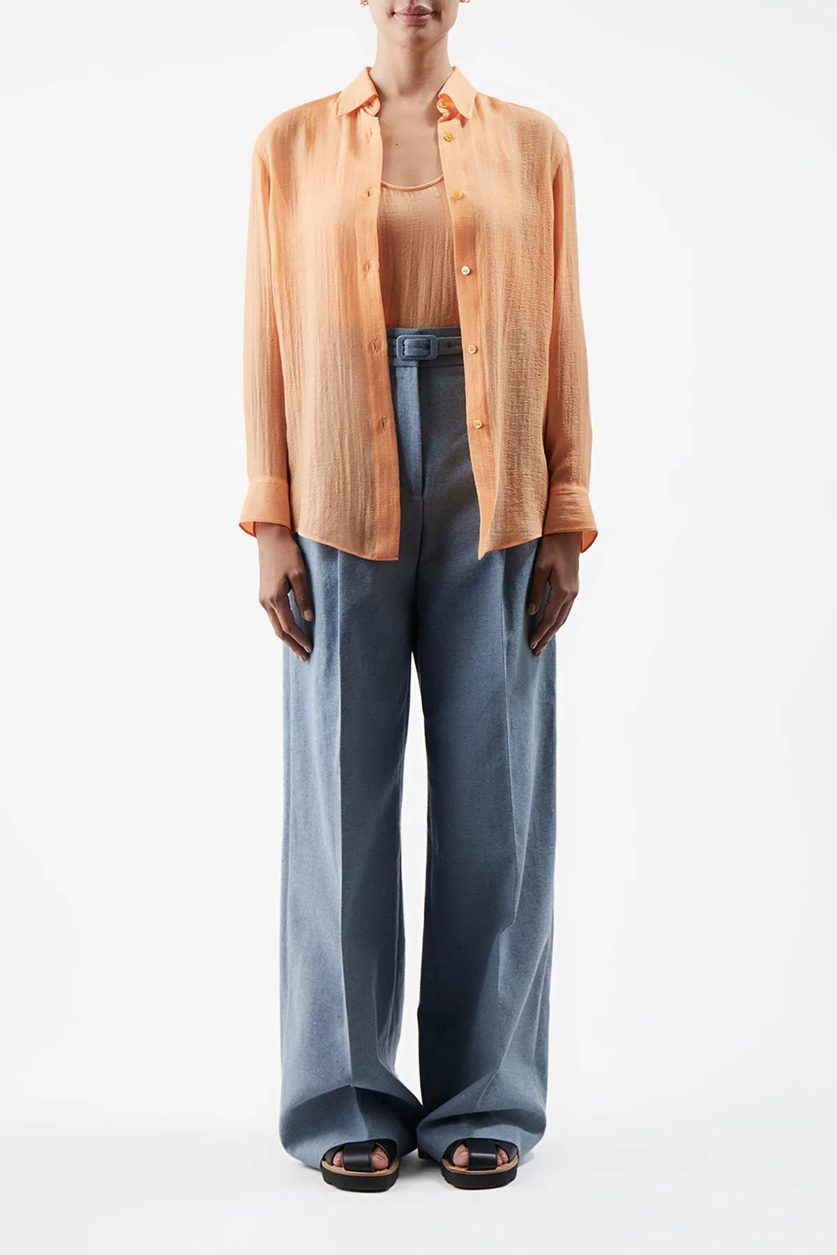 Ferrara Shirt in Fluorescent Orange Cashmere Silk Gauze