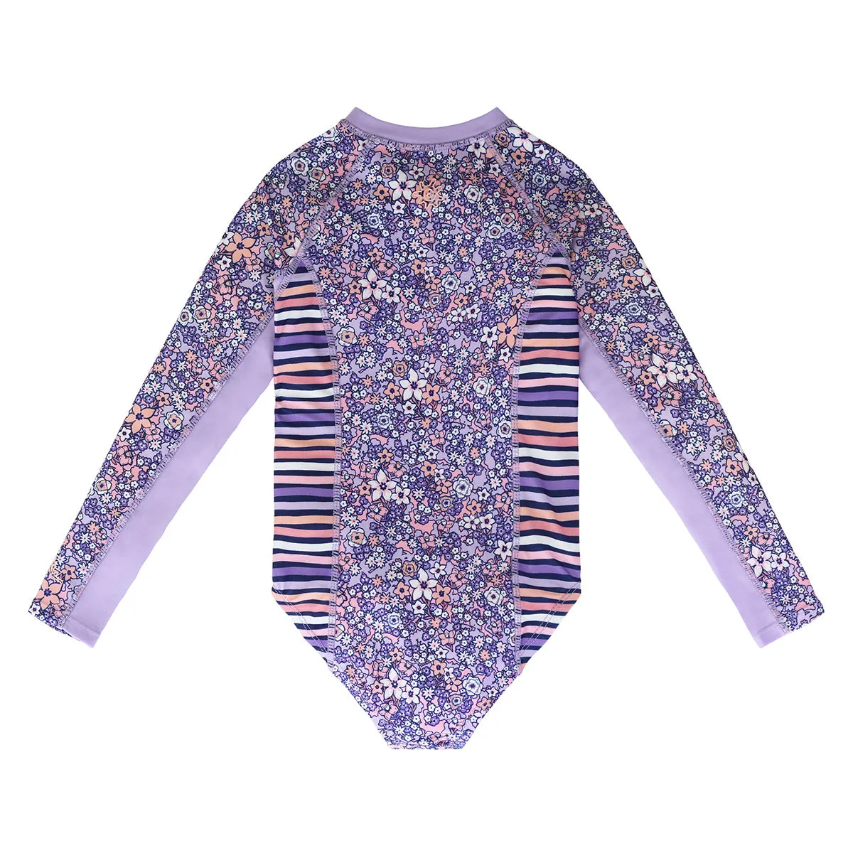 Girl's Long Sleeve Half Zip Swim Suit
