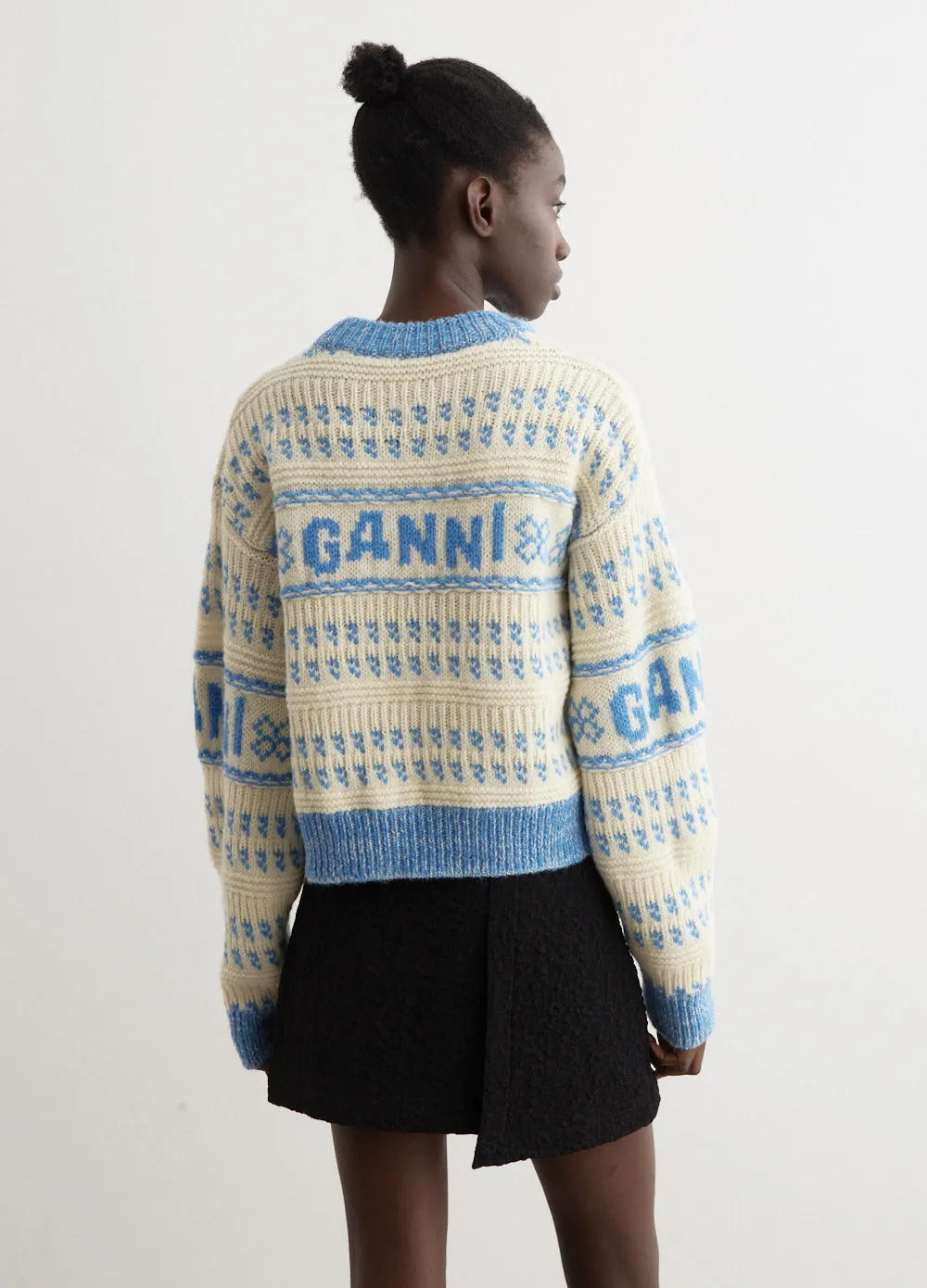 Graphic Lambswool Cropped O-Neck Sweater