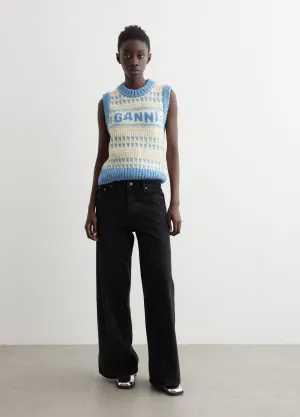 Graphic Lambswool Cropped O-Neck Vest