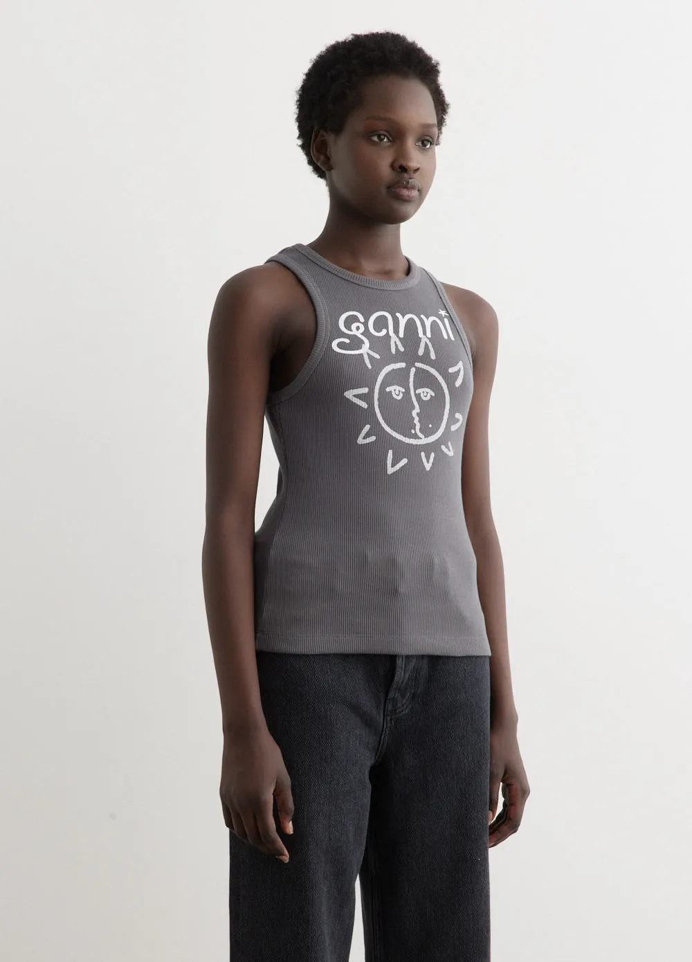 Graphic Rib Sun Tank Top