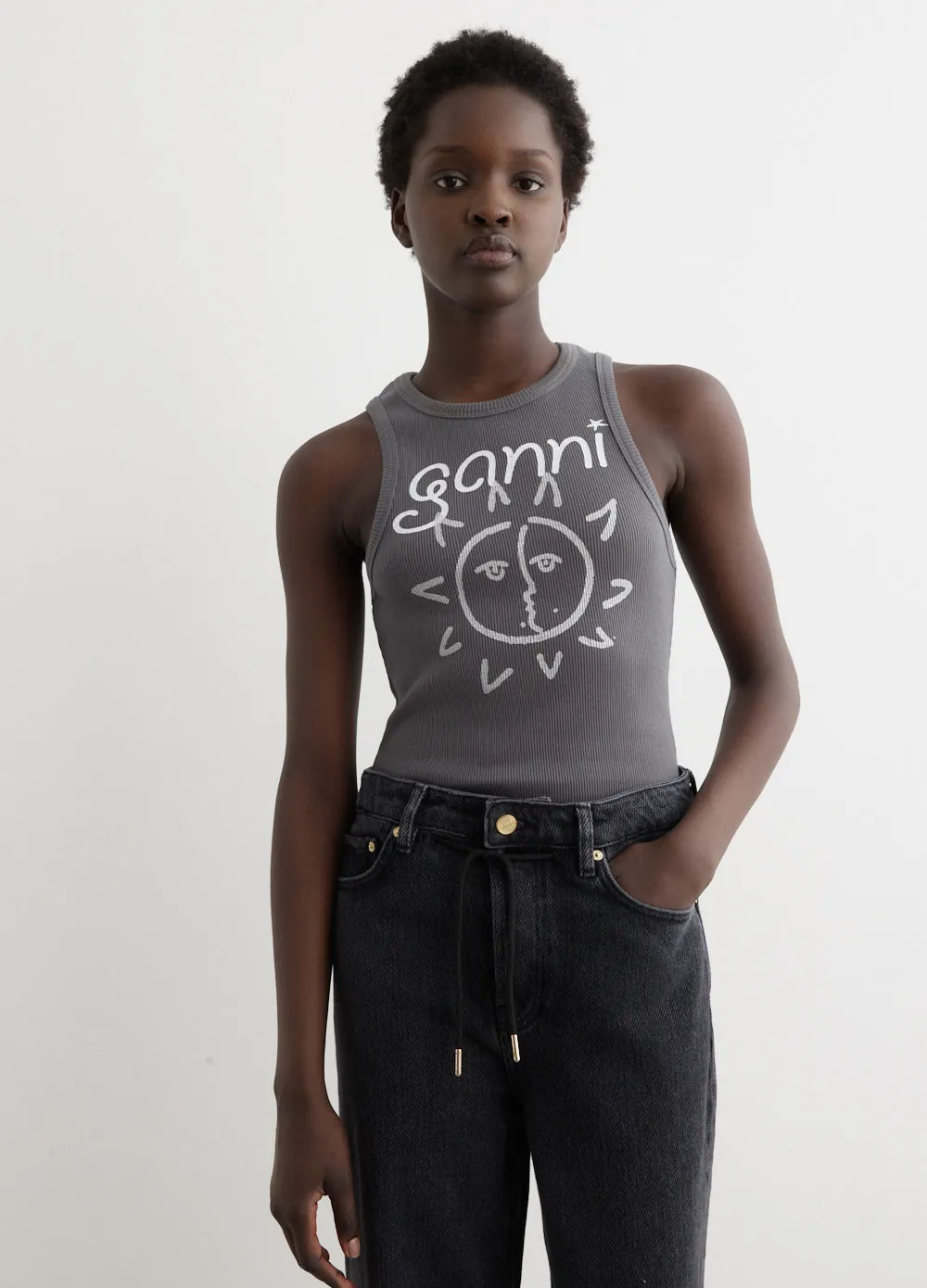 Graphic Rib Sun Tank Top