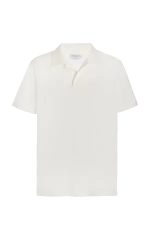 Jaime Short Sleeve Polo in White Cotton Jersey