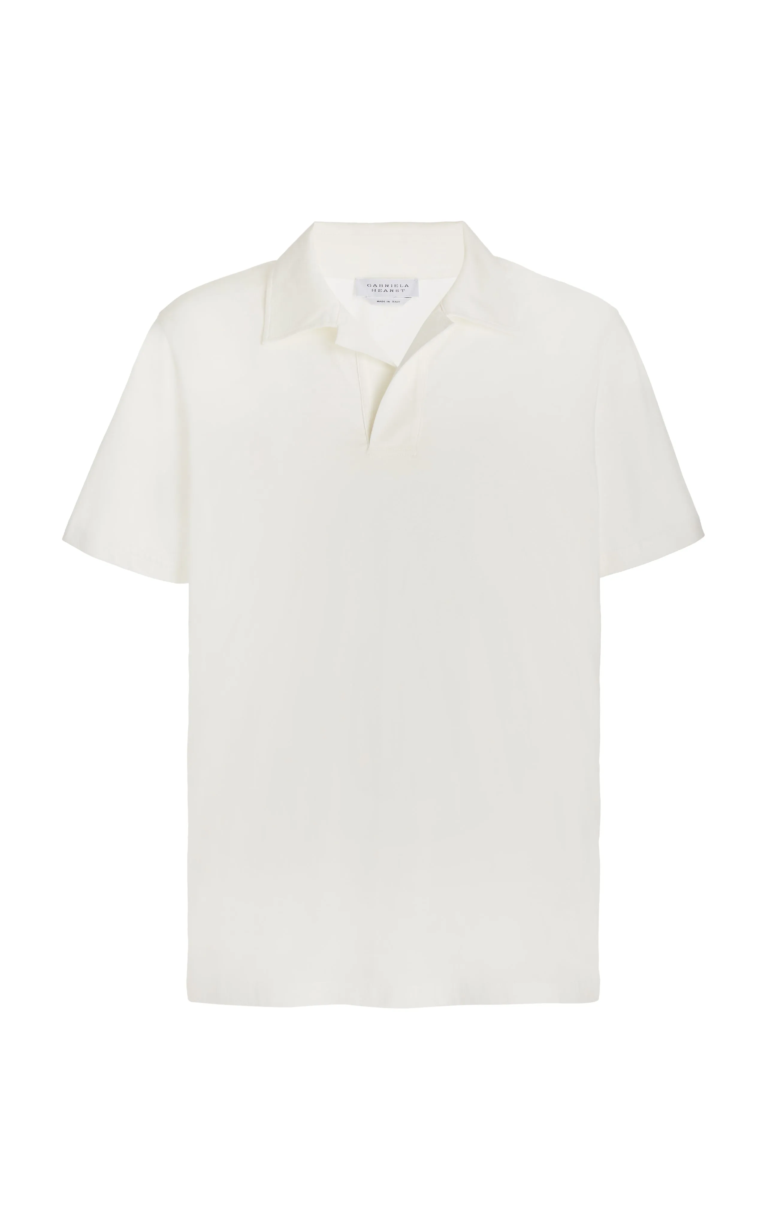 Jaime Short Sleeve Polo in White Cotton Jersey