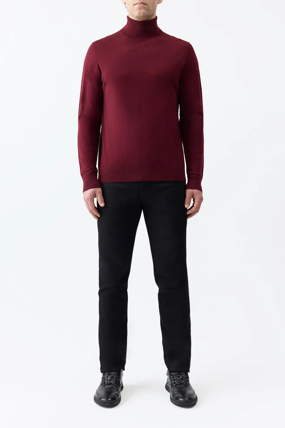 Jermaine Knit Turtleneck in Bordeaux Merino Wool