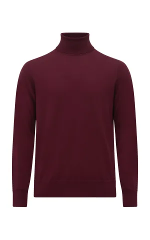 Jermaine Knit Turtleneck in Bordeaux Merino Wool