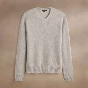 Lightweight Textured Cashmere V-Neck - Hazel
