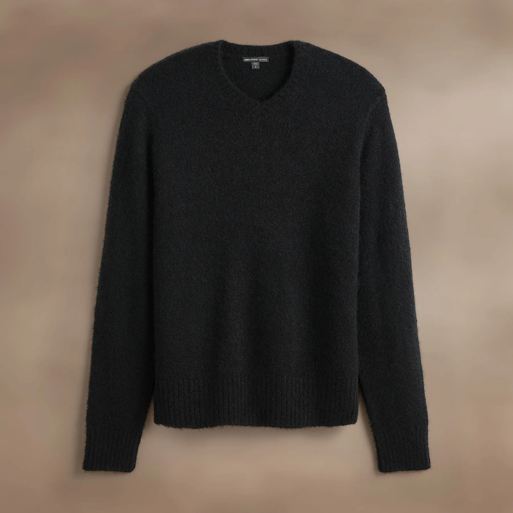 Lightweight Textured Cashmere V-Neck - True Black