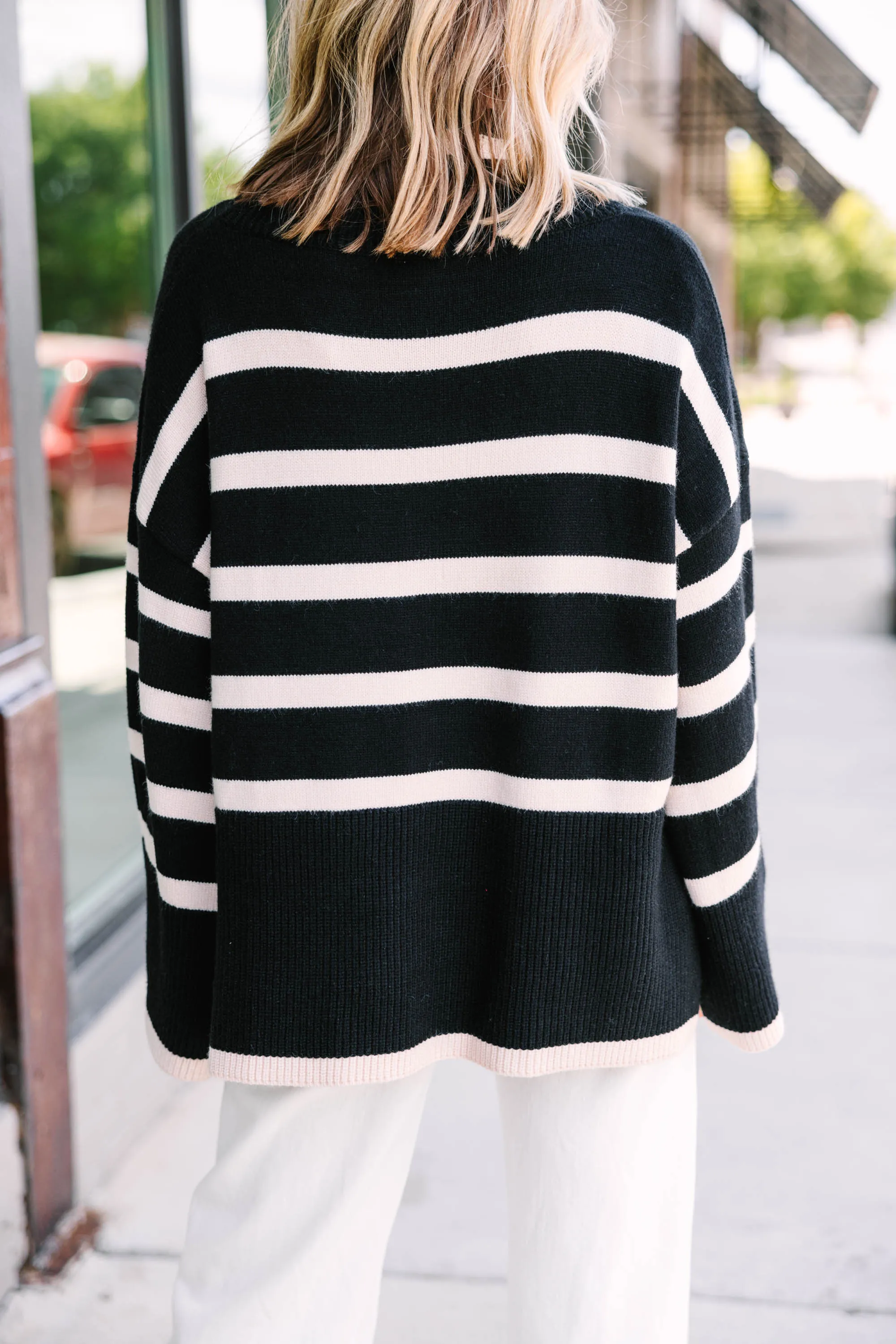 Listen To Me Black Striped Sweater