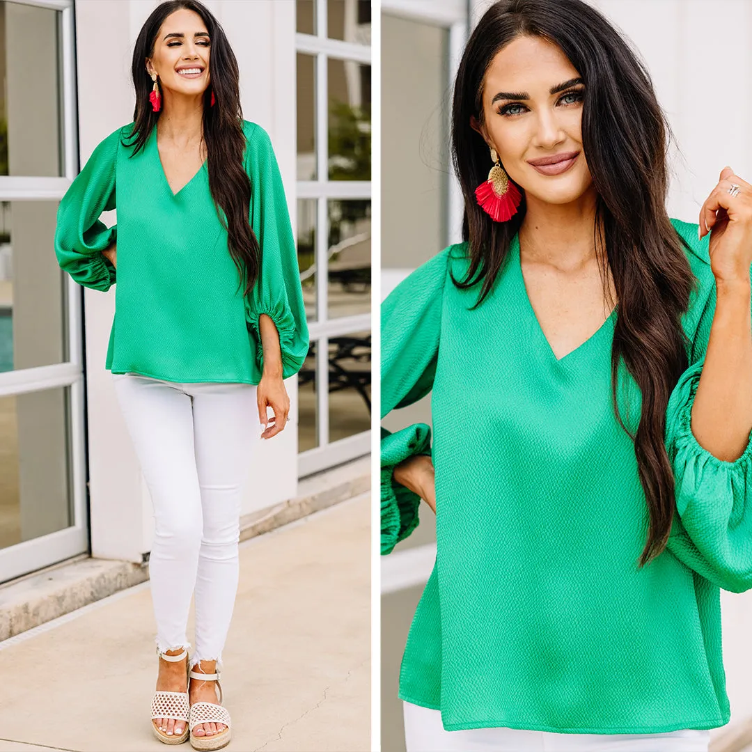 Loud And Clear Green Satin Blouse