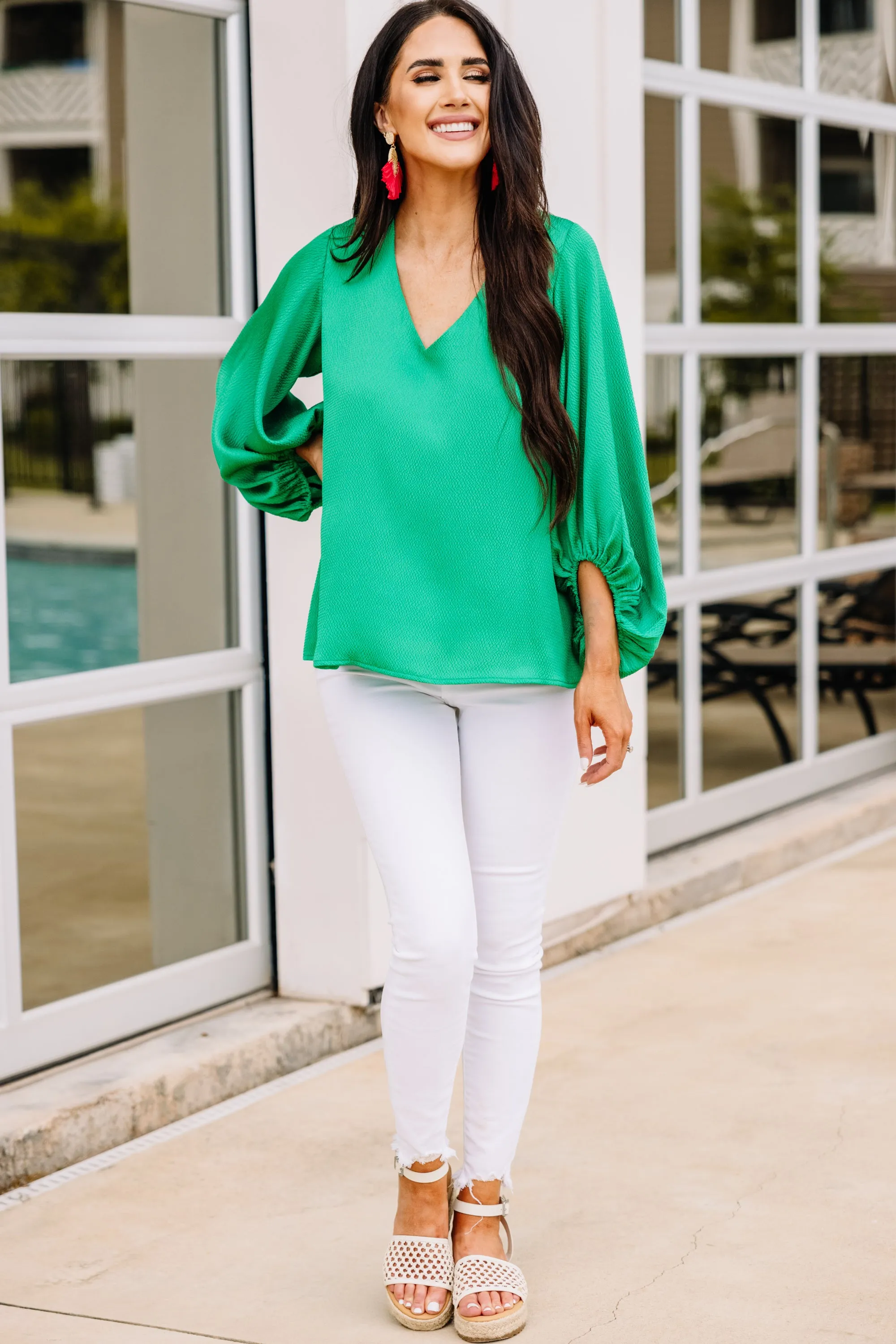 Loud And Clear Green Satin Blouse