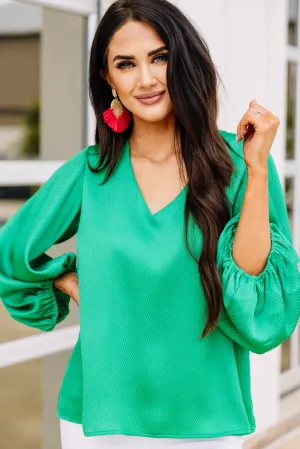Loud And Clear Green Satin Blouse