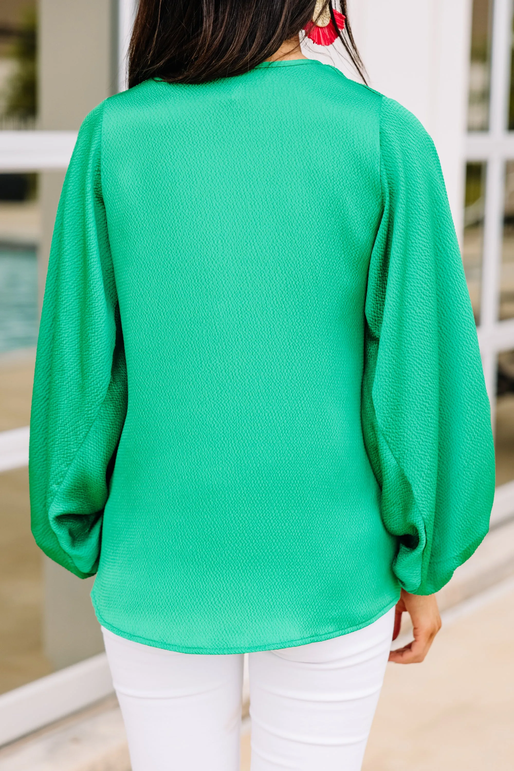 Loud And Clear Green Satin Blouse