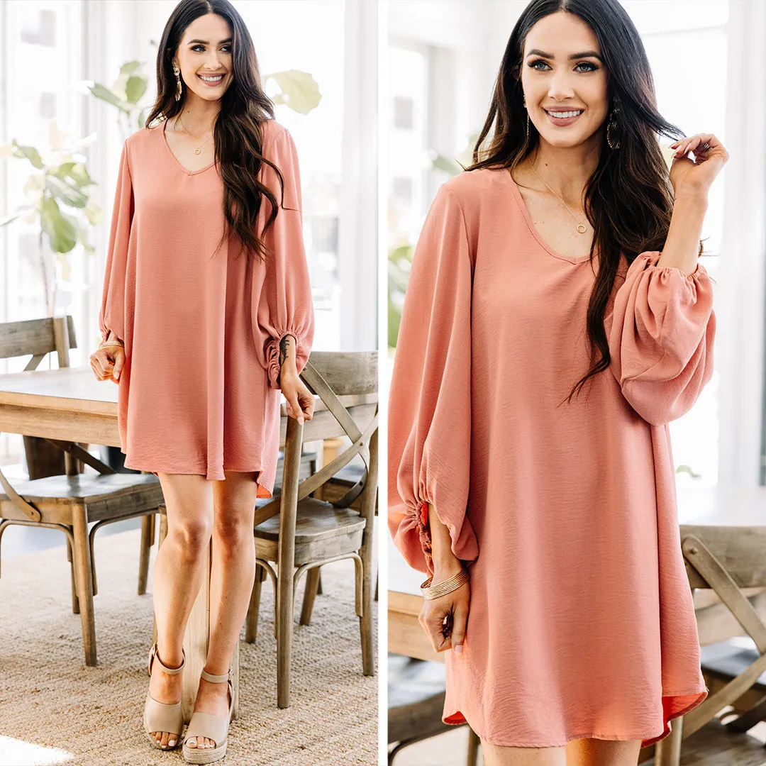 Loud And Clear Mauve Pink Bubble Sleeve Dress