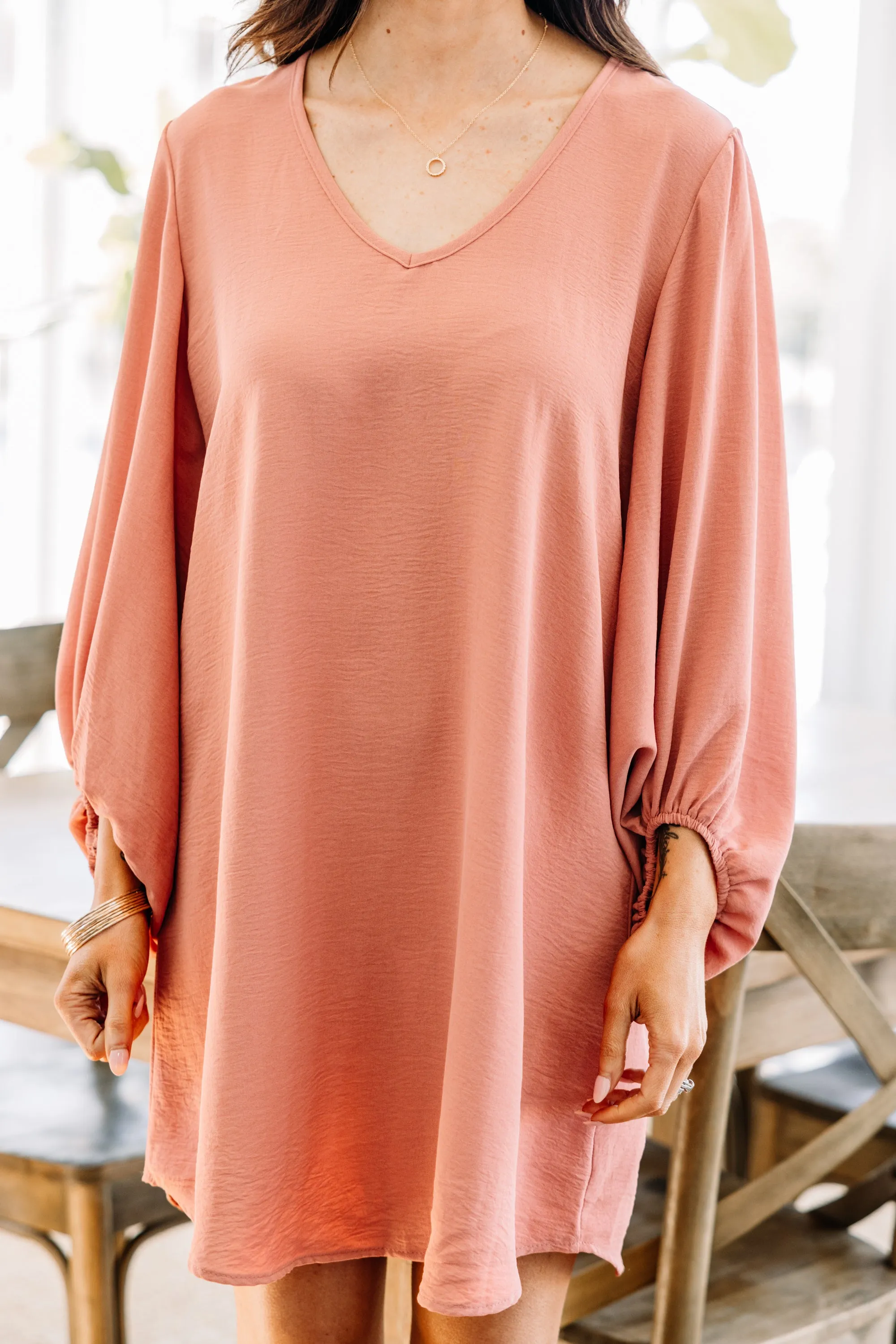 Loud And Clear Mauve Pink Bubble Sleeve Dress
