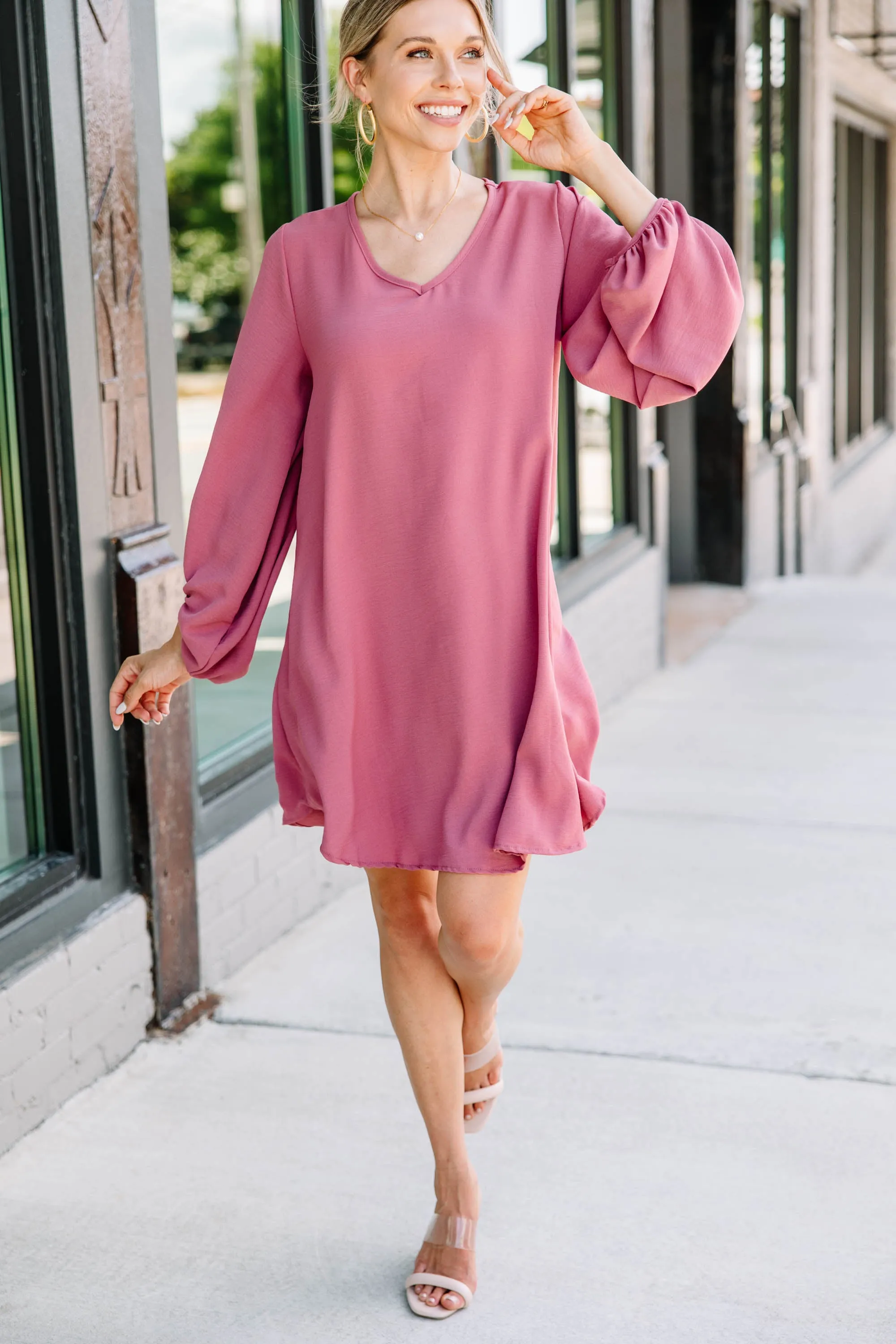 Loud And Clear Mulberry Purple Bubble Sleeve Dress